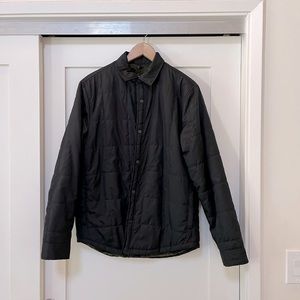 Old Navy Black quilted shirt-jacket with snap button closure.